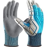 COOLJOB TPR Impact Resistant Safety Work Gloves with Grip, S-XL | Sandy Nitrile Dipped Utility Gloves for Construction, Automotive Repair, Mechanical Work
