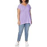 Just My Size Women's Plus-Size Slub Crochet Bib Tunic