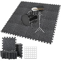 TroyStudio Thick Sound Absorbing Interlocking Floor Mats, 16 Pcs 11x 11 x 0.4 inches High Density Piano Carpet Drum Rug, Non