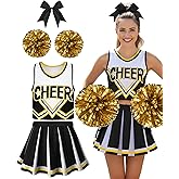 JenPen Women's Cheerleader Costume Halloween High School Cheerleading Outfit Musical Cheer Uniform Hair Bow Pom Pom