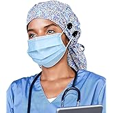 Satin Lined Work Cap with Button for Long Hair Women