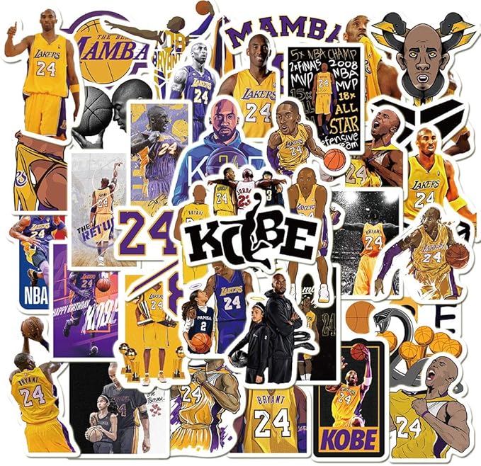 Amazon Com Basketball Star Stickers Kobe Black Mamba Sticker Small Decal 50 Pack For Laptop Cars Water Bottles Stickers Kitchen Dining