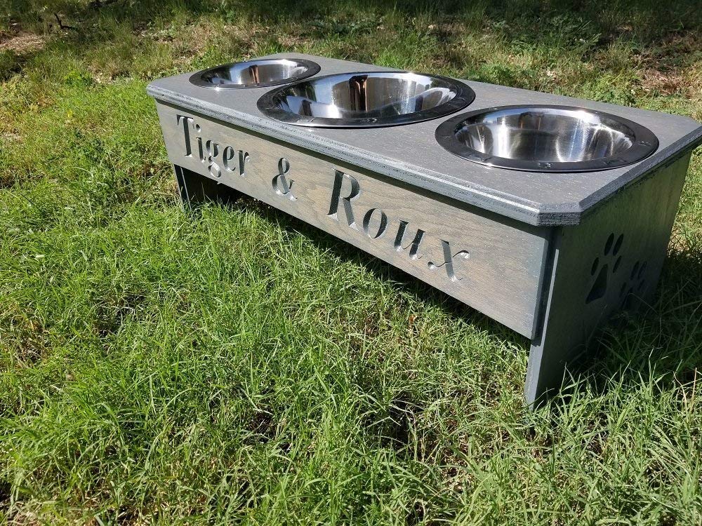 3 Bowl dog bowl stand Handmade