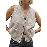 Saodimallsu Womens Sleeveless Sweater Vest Button V Neck Knit Trendy Casual Summer Cardigan with Pockets