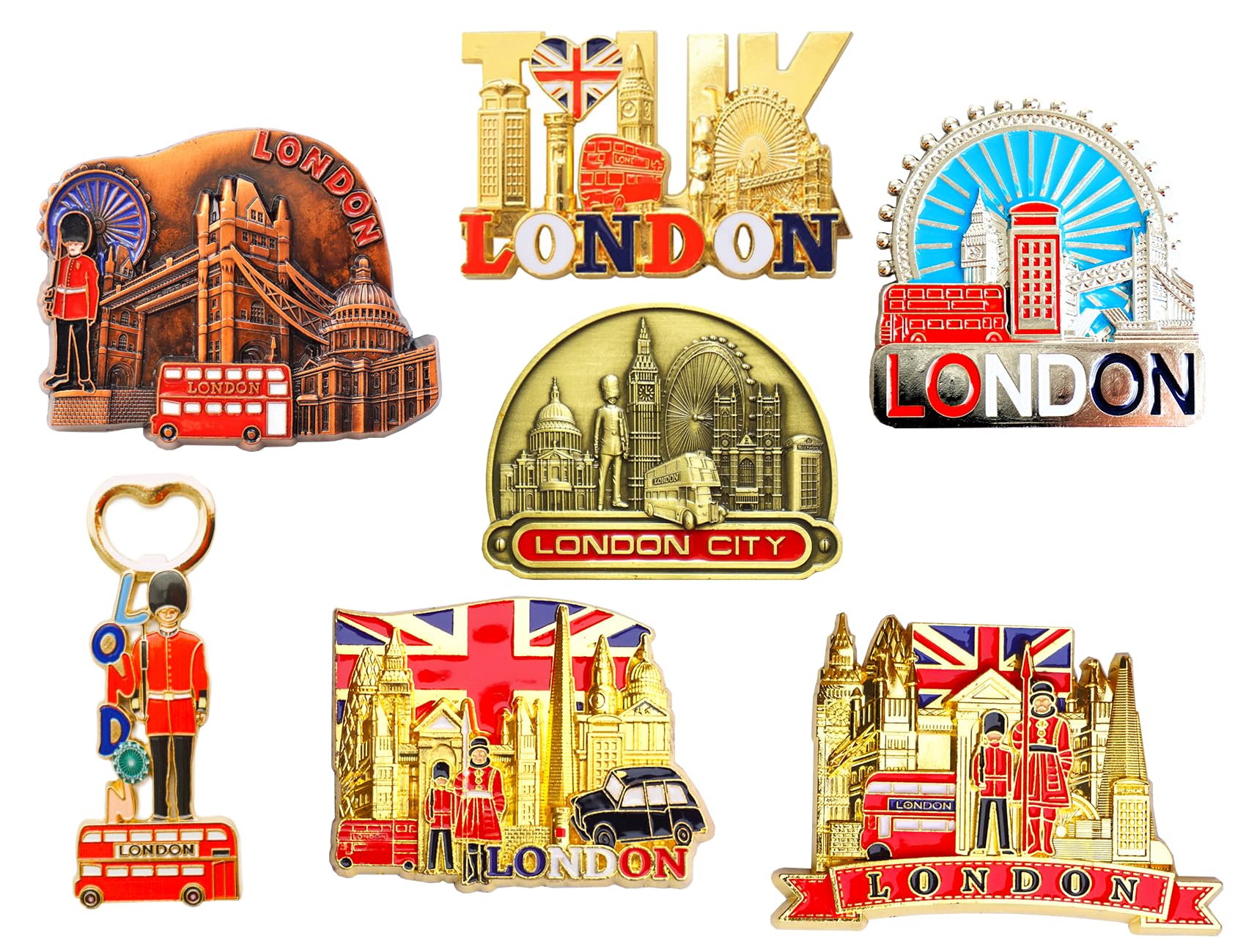 Great London Icons Design Set of 7 Metal Fridge Magnets