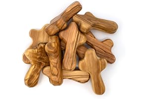 LOGOS TRADING POST 3 Certified Holy Land Olive Wood Handheld Comfort Cross from Israel. Small, 2.75". Velvet Bag, Meditation Booklet, Lord's Prayer Bookmark and Certificate of Authenticity Included. Clinging Palm Cross