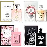 Hybrid & Company Women's 4 Pcs Black Opinion La Vie En Rose Paris For Her Spring Bloom Perfume Natural Spray Fresh Fragrance