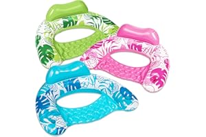Sloosh Inflatable Pool Floats Adult, 3 Pack Pool Chairs with Cup Holders, Blow up Floating Pool Floats Chair, Pool Floaties for Adults Swimming Pool Party Summer Water Fun