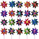 Elcoho 100 Pieces Plastic Rainbow Windmill Party