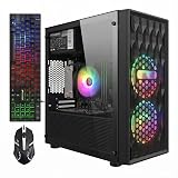 STGAubron Gaming PC Computer Desktop, AMD Ryzen 5 5500 up to 4.2GHz, GeForce RTX 3050 6G, 16G DDR4, 512G SSD, WiFi 6 5G & BT 5.2, RGB Fan x2, Windows 11 Home