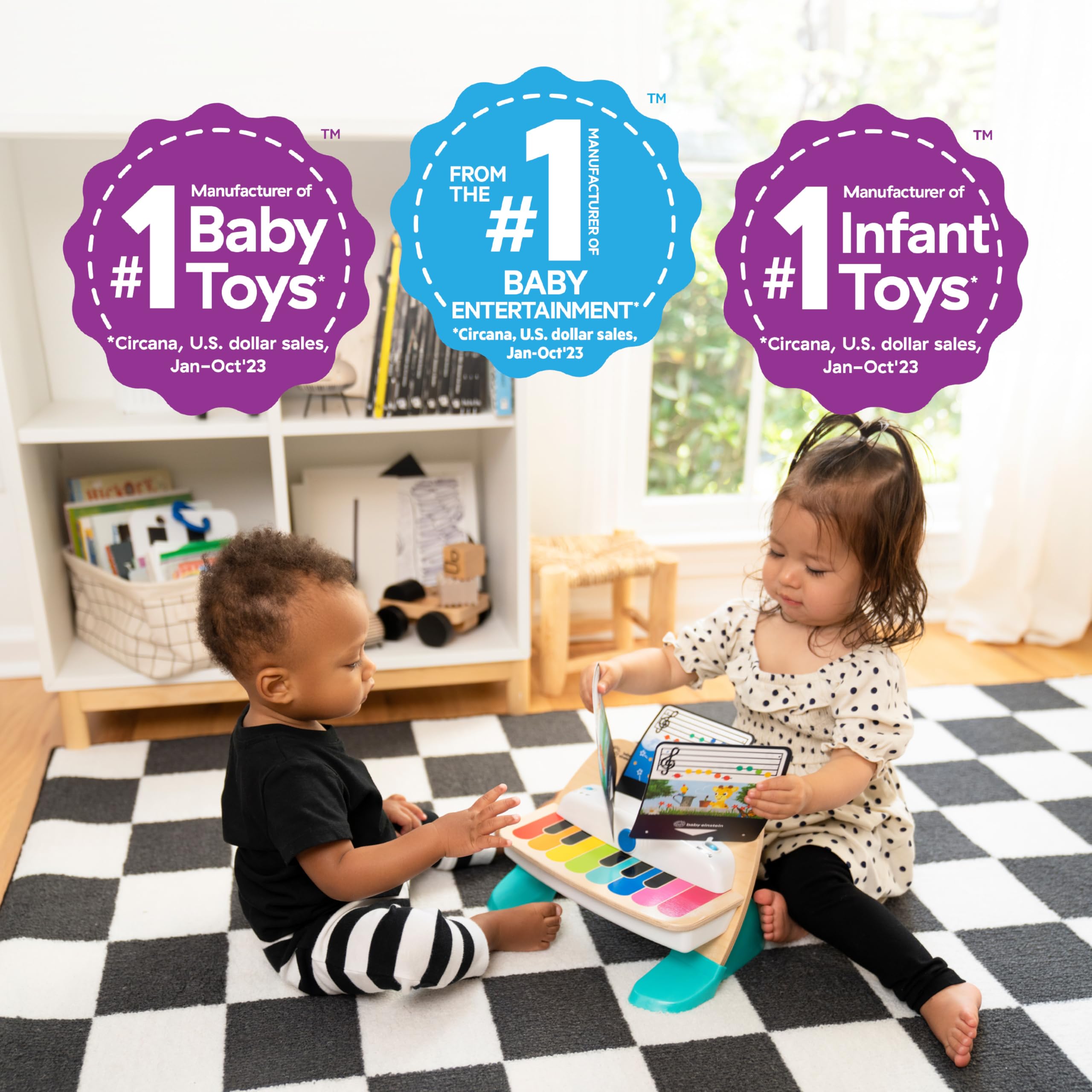 Baby Einstein and Hape Magic Touch Wooden Toy Piano, Montessori Musical Learning Toy for Babies and Toddlers 6mo+