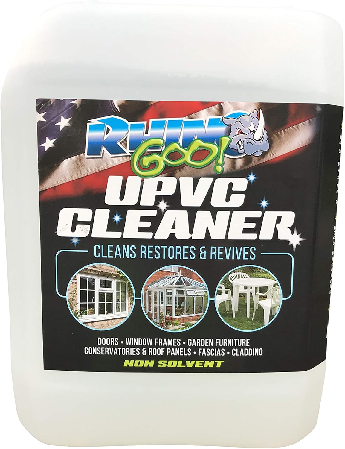 Rhino Goo! 5L UPVC Cleaner, Concentrated Product for the Conservatory Window Frames, Doors and Garden Furniture