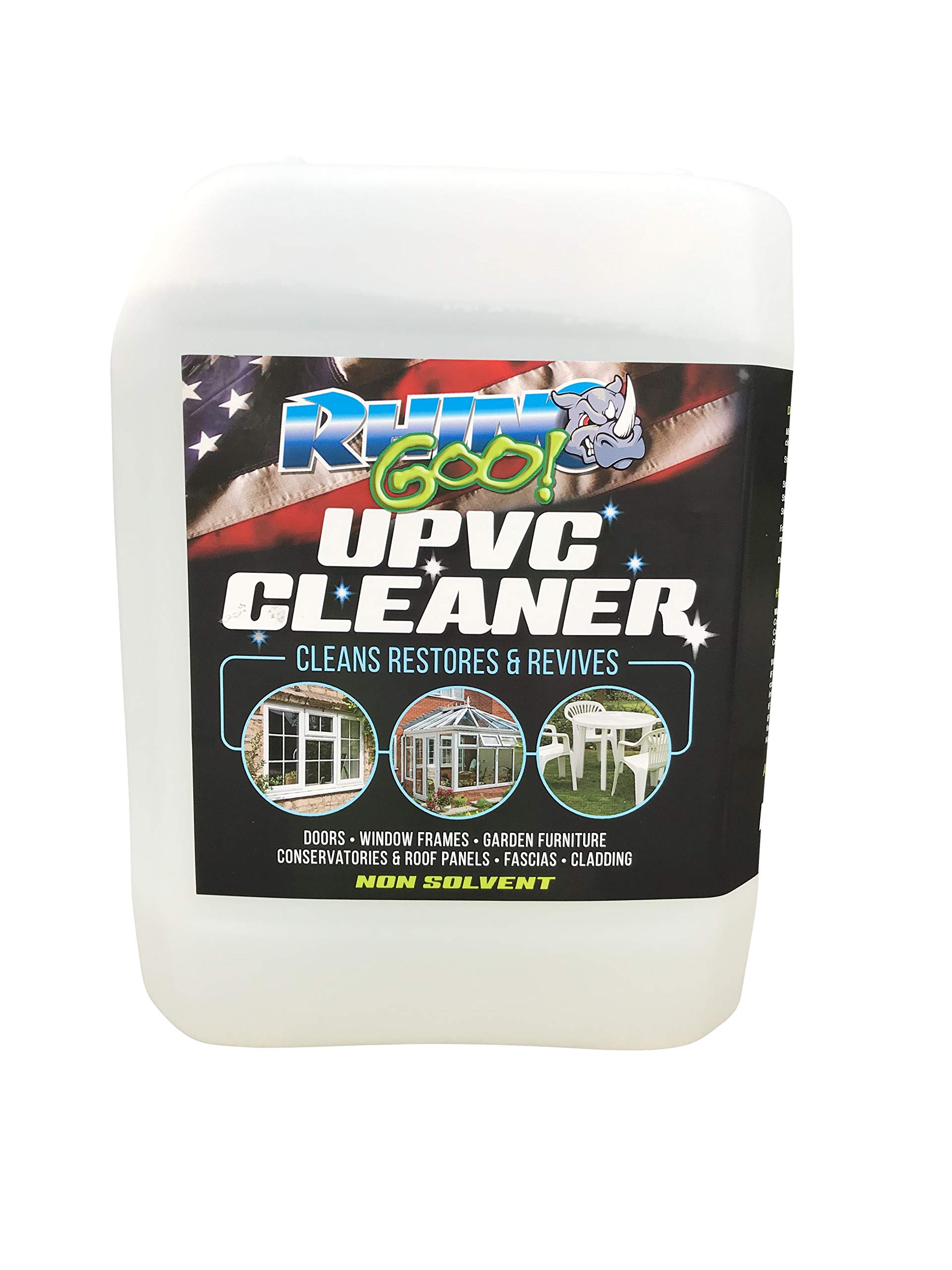 Rhino Goo! 5L UPVC Cleaner - Concentrated Product for the Conservatory, Window Frames, Doors and Garden Furniture - with Algae Growth Inhibitor