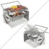 Portable 360&deg; Rotating Charcoal Grill with Flipping Basket, Stainless Steel Flip BBQ Grill for Camping &amp; Outdoor, Easy to Clean Detachable Design, New Upgrade