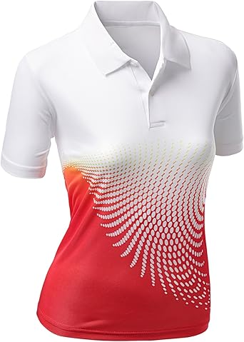 red t shirt with white collar