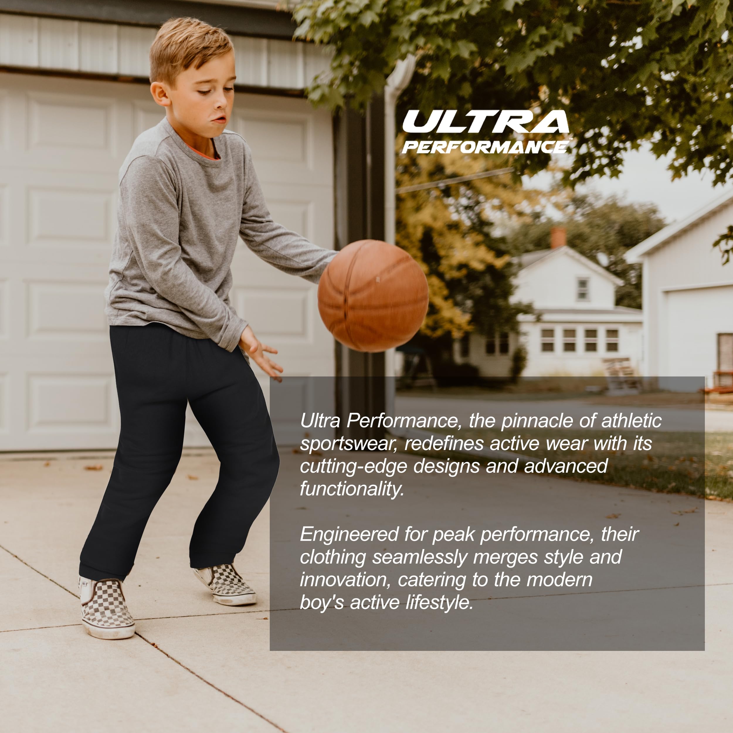 Ultra Performance 3 Pack Boys Sweatpants Kids Clothes Active Soft Fleece Joggers for Boys Size 4-20