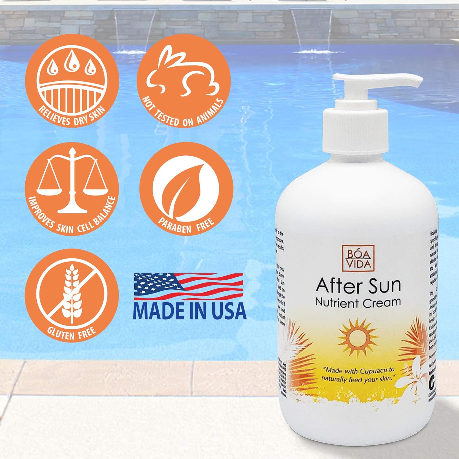 BoaVida After Sun Lotion Nutrient Cream and Tan Enhancer, To Help Moisturize and Soothe, Dry, Sun Burned, Itchy, Peeling, and Red Skin, Use To Cool Down Skin, 16 Ounce by Central Solutions Inc. : Beauty