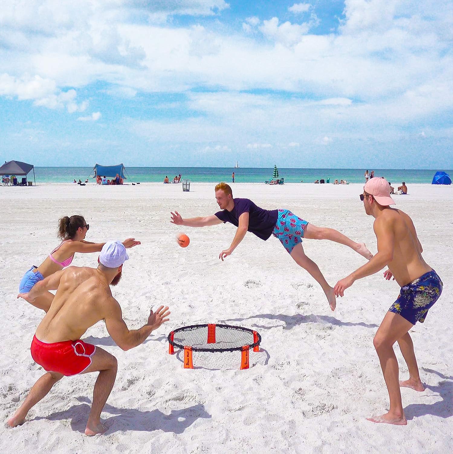 Slam Ball Game - Spike The Ball into The Net at a Park, Beach, Lawn and Backyard – Rally, Set, Smash or Spike Game – Includes Playing Net, 3 Balls, Carrying Bag and Rules : Sports & Outdoors