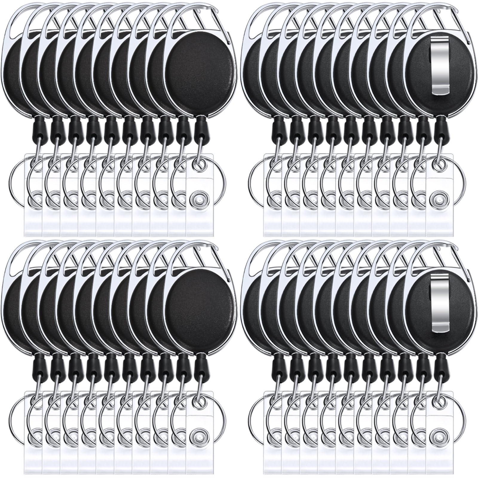 Photo 1 of Honoson 30 Pcs Black Heavy Duty Retractable Badge Reels Batch ID Badge Holder Retractable Clip Bulk Key Holder with Ring for Office Worker Employee Doctor Nurse Gifts