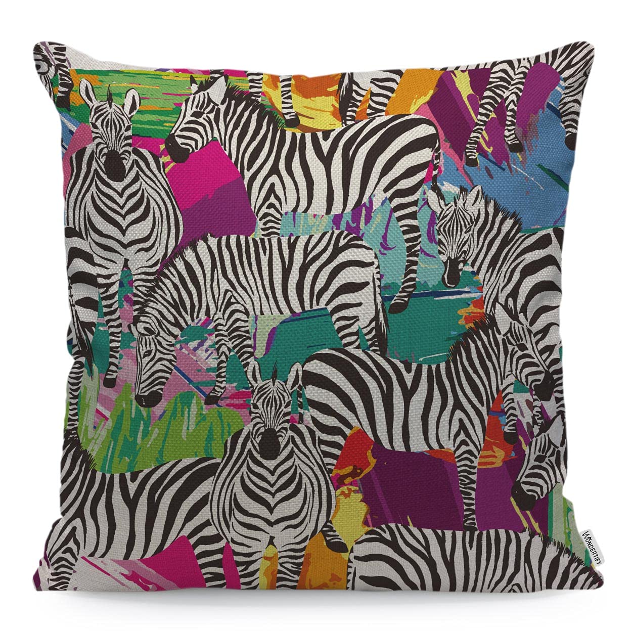 WONDERTIFY Zebra Cushion Cover Zebra Animal Throw Pillow Covers Cushion Case For Couch Home Decor Black White 45X45 Cm