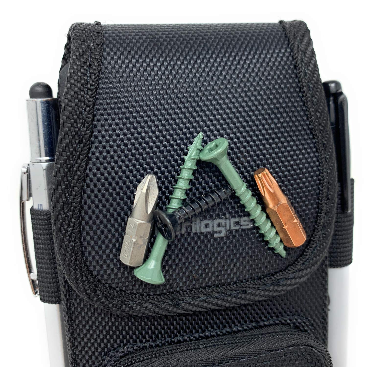 Perilogics Phone Holster with Magnetic Cover. Belt Clip Pouch for iPhone 16 Plus, 16 Pro Max and All Plus and Pro Max Models with Case Installed. Zipper Storage and Credit Card Pocket.