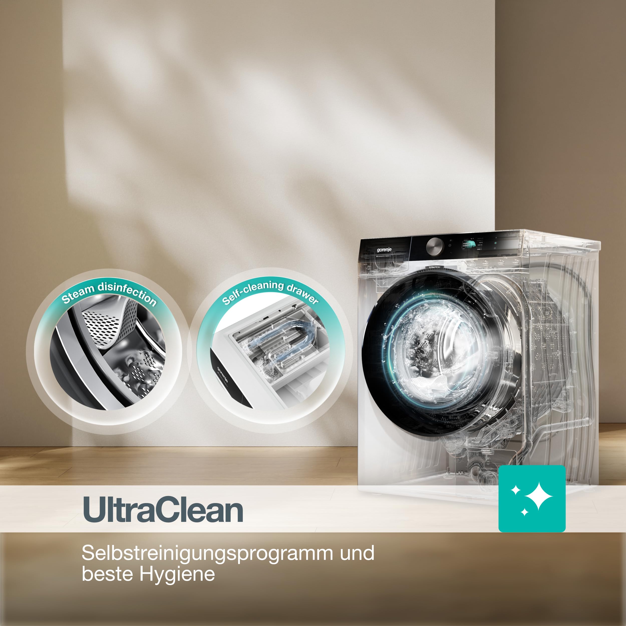 Gorenje WG814A5T4 Waschmaschine mit Dampffunktion, 10kg, 1400 U/Min, 20 Programme, TFT Farb-Display, SuperSilent 68 db(A), AutoDosing, UltraClean, FastWash Pro, ConnectLife, ShoeWash, EEK A, Weiß 8