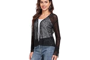 OLYRJIE Womens Bolero Shrugs for Evening Dresses Elegant Cropped Shrug Long Sleeve Cardigan Lightweight Knit Cover Up