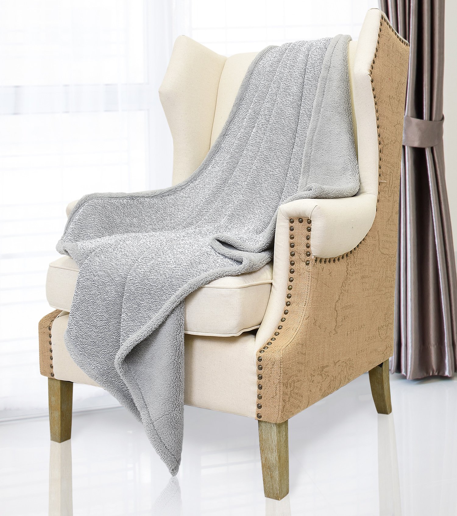 Fleece Blanket,Premium Reversible Super Soft Couch Knit Sherpa Throws All Season Gift Blanket 50\