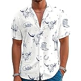 YZMI Western Shirts for Men Cowboy Country Shirt Short Sleeve Retro Button Down Outfits