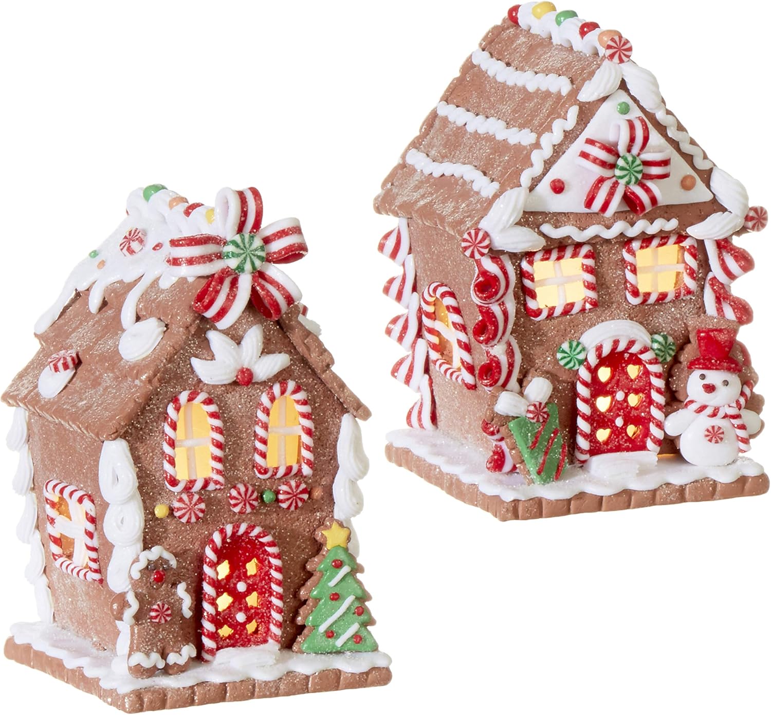 RAZ Imports Set of Two 5.5" LED Lighted Gingerbread House