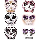 Erythem Skull Face Gems 6 Pack Day of the Dead Face Jewels Crystals Skeleton Face Gems for Halloween Festival Rave Party Makeup