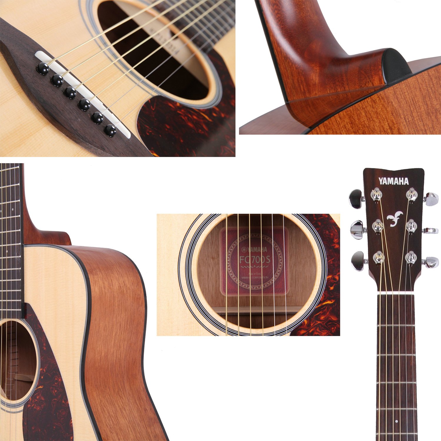 Yamaha FG700S Acoustic Guitar With Yamaha GCT1 ClipOn Chromatic Tuner