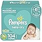 Diapers Size Newborn/Size 0 (< 10 lb), 104 Count - Pampers Baby Dry Disposable Baby Diapers, Super Pack