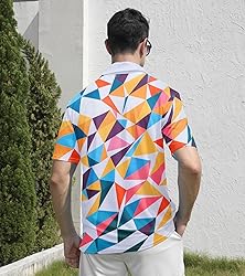 uideazone Mens Golf Shirt 3D Print Tennis Athletic