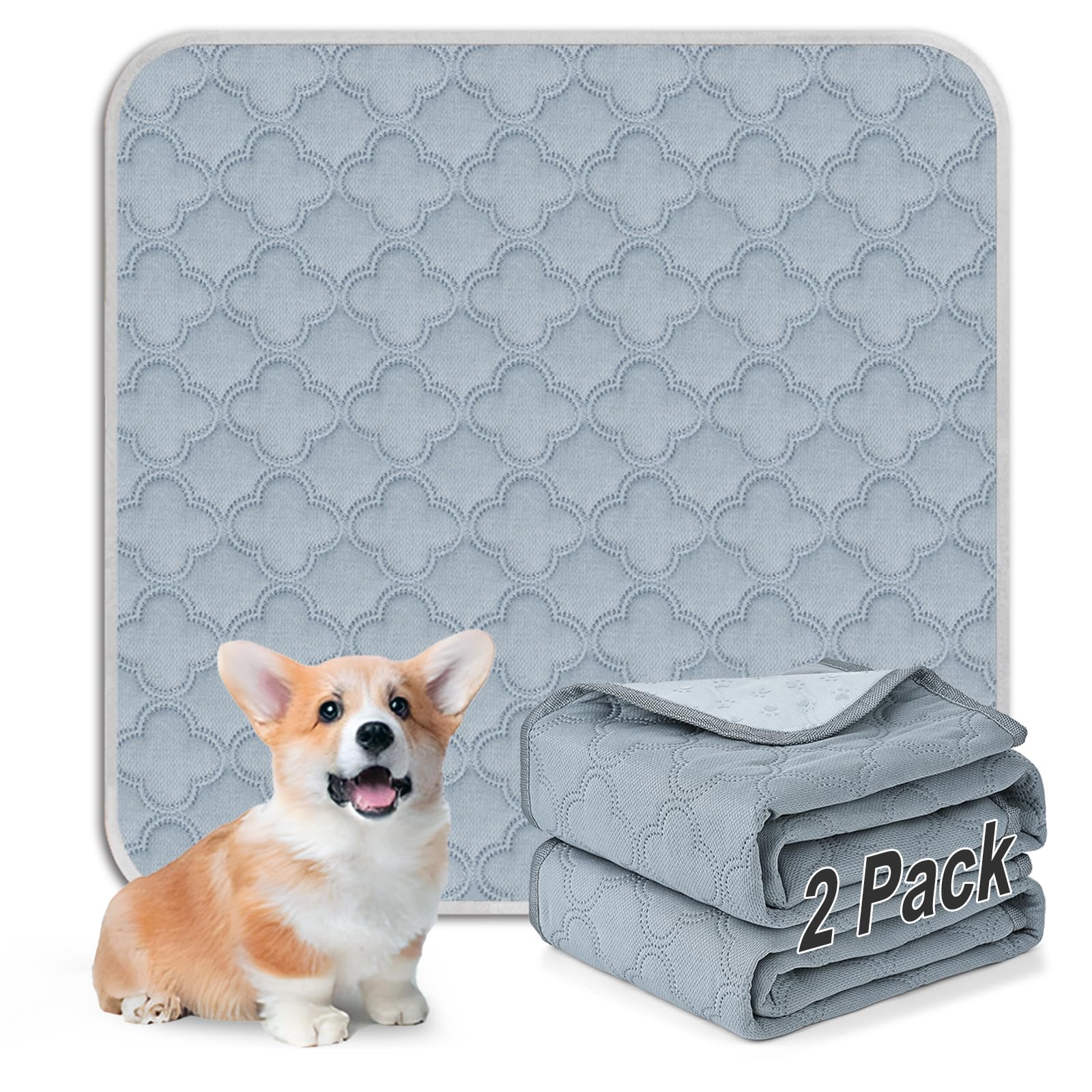 Photo 1 of FunFurry Washable Pee Pads for Dogs - Reusable, Waterproof, Super Absorbent with Non-Slip Backing (Light Grey, 24" X 24" - 2 Pack)