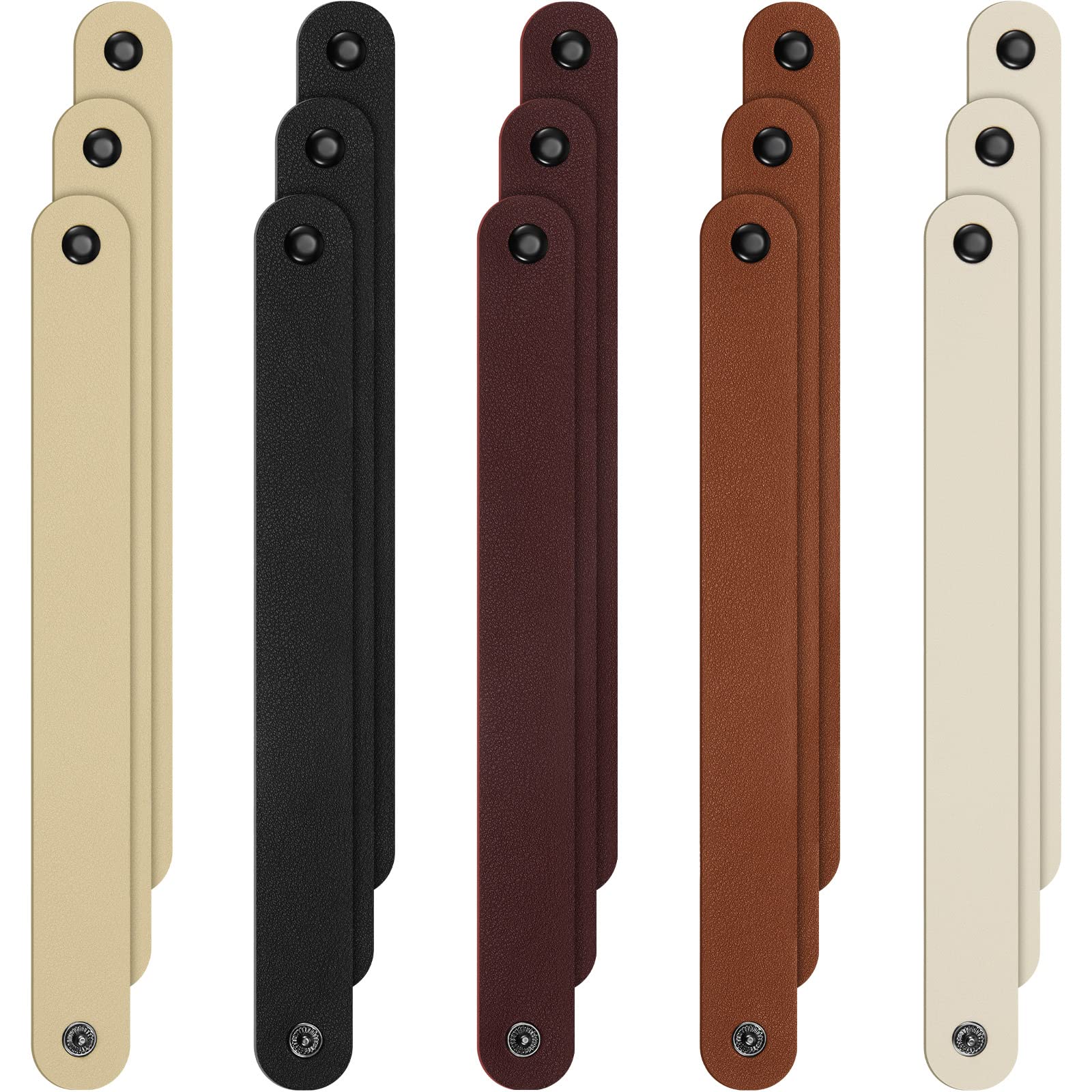 Photo 1 of 10 Pack Plain LeatherSnap Bracelet for Crafts Blank Leather Cuff Bracelets DIY Craft Wristbands, 5 Colors