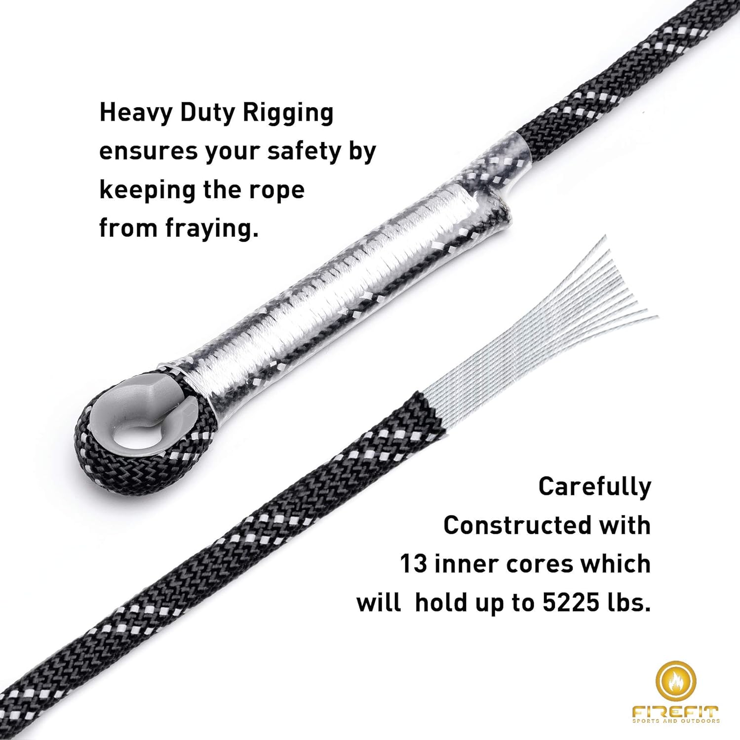 Static Reflective Outdoor Rock Climbing Rope, Tree Climbing Gear for Outdoor Activities, 10mm Heavy Duty Mountain Equipment & 30m(98 ft) Emergency Fire Safety Braided Ropes : Sports & Outdoors