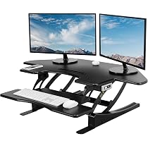 VIVO 43 inch Corner Electric Height Adjustable Cubicle Stand Up