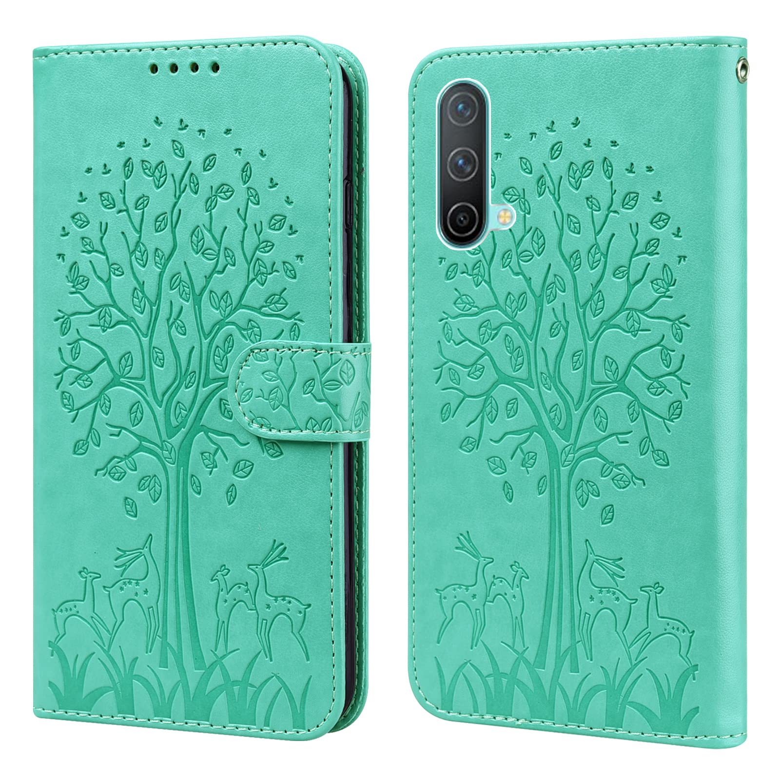 GLANDOTU Case for OnePlus Nord CE 5G 6.43 inch, Flip Wallet PU Leather Cover with Card Slots and Stand Function for 1+ Nord CE 5G Phone Cases【Green】 — image 1