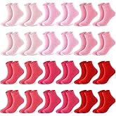 Foaincore 24 Pairs Valentines Women Fuzzy Socks Bulk Cozy Fluffy Winter Warm Socks Pink Red Soft Sleeping Gifts for Valentine's Day