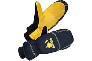 SKYDEER Kids Ski Mittens, Soft Premium Deerskin Leather and Warm 150G 3M Thinsulate Insulation (SD8753M, Kids)