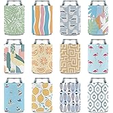 Blank Beer Can Coolers Sleeves (12-Pack) Soft Insulated Beer Can Coolies - HTV Friendly Plain Koolies in Bulk for Soda, Beer & Water Bottles - Coolie Blanks for Vinyl Projects & Wedding Favors