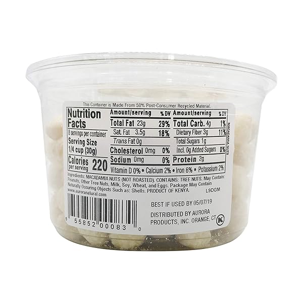 AURORA PRODUCTS MACADAMIA NUTS, RAW, 8 OZ