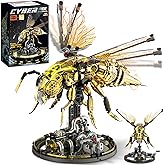 Driveplexpro Mechanical Bee Building Blocks Kit for Adult, Technic Bee Buildings Set for Adults with LED Light &amp; Display Stand, Robot Animal Building Toy with Moving Wings for Adults &amp; Kids, 832Pcs