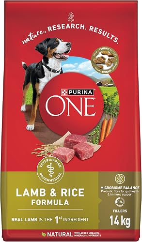 Purina ONE Dry Dog Food, Microbiome Balance Lamb & Rice - 14 kg Bag (1 Pack)