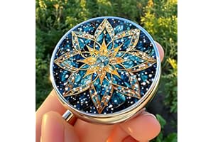 Stylish Night Stained-Glass Flower Themed Pill Box with 3 Compartments – Compact and Durable Organizer for Supplements and Me