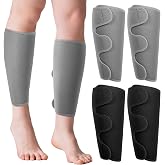 Chivao 2 Pairs Calf Brace Adjustable Shin Splint Support Lower Leg Compression Wrap Calf Sleeves for Men Women Pain Relief, Increases Circulation Reduces, Muscle Swelling(Gray, Black)