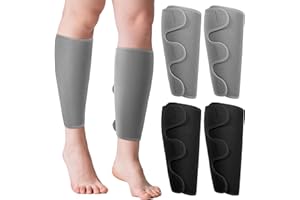 Chivao 2 Pairs Calf Brace Adjustable Shin Splint Support Lower Leg Compression Wrap Calf Sleeves for Men Women Pain Relief, Increases Circulation Reduces, Muscle Swelling(Gray, Black)
