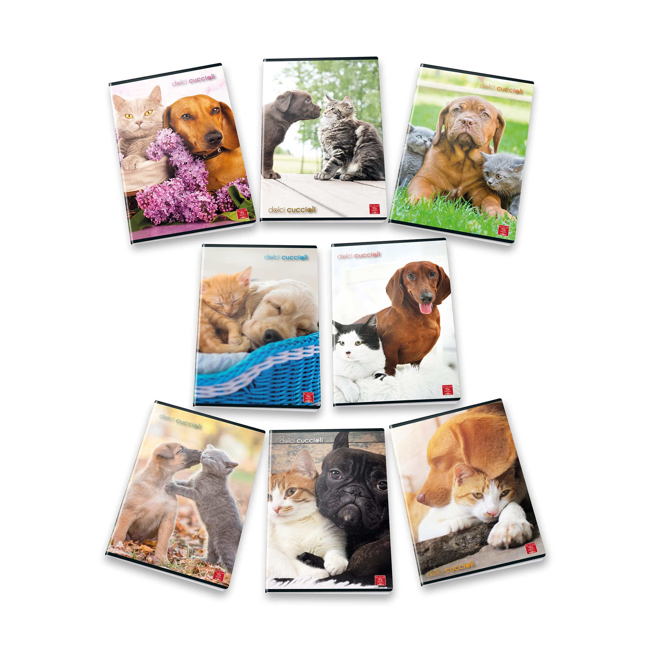 Pigna MAXI 0231124, Notebooks A4 Sweet Puppies, 42 FF./SH, Squares 1st, 2nd, 3rd Element, Pack of 10