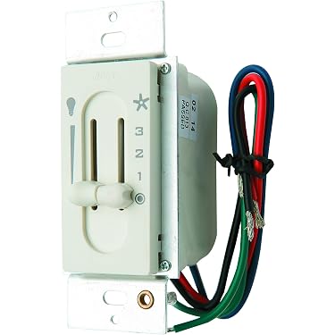 Litex WCI-100 Universal Ceiling Fan Wall Control – 3-Speed Fan & Full-Range Dimmer, Hardwired With Receiver